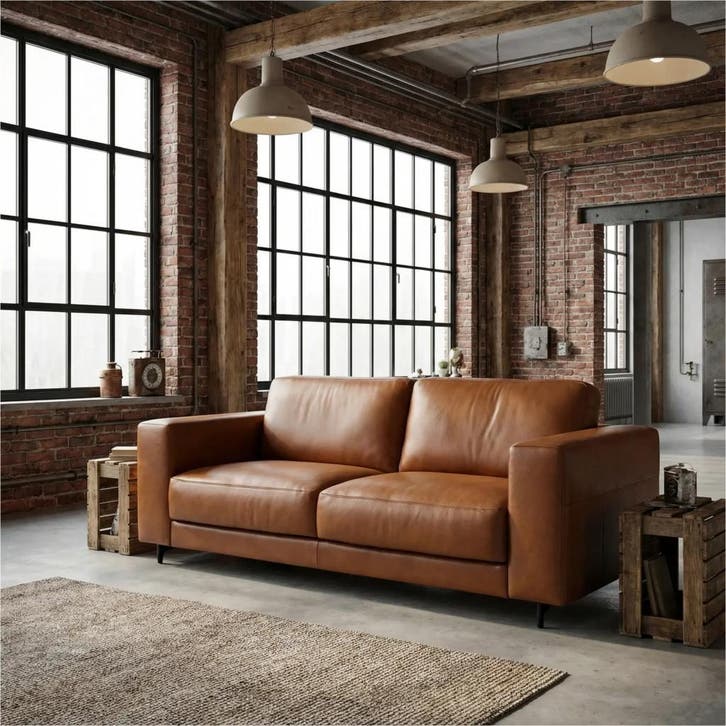 Leren bank Clear - 3 zits - Elegance Cognac (cognac) -, Antiek en Kunst, Antiek | Meubels | Stoelen en Sofa's, Ophalen of Verzenden