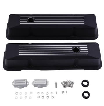 Stripe Aluminum Valve Covers Black chevrolet SB, Ophalen of Verzenden