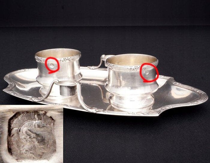 Laugé & Rodier. - Oliecontainer (5) - Frankrijk - Grote .950, Antiquités & Art, Antiquités | Argent & Or