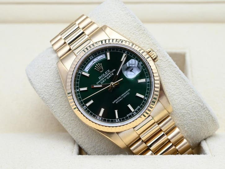 Rolex Day-Date Ref. 118238 Year 2000 (Box & Papers), Handtassen en Accessoires, Horloges | Heren, Polshorloge, Zo goed als nieuw