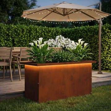vidaXL Tuinplantenbak met led Roestkleurig 30 x 60 x 30 cm, Verzenden, Nieuw