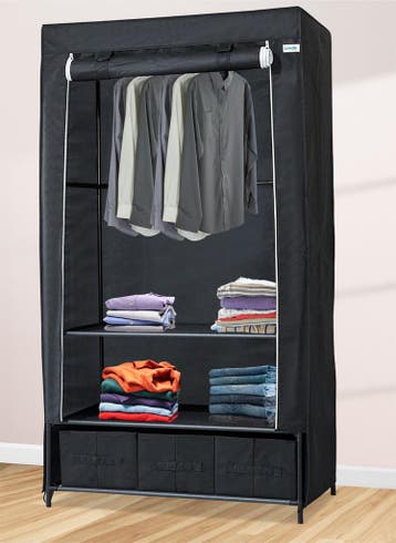 Lendo Online Opvouwbare Kledingkast 90x47x163 cm Zwart, Huis en Inrichting, Kasten | Kleerkasten, Verzenden, Nieuw