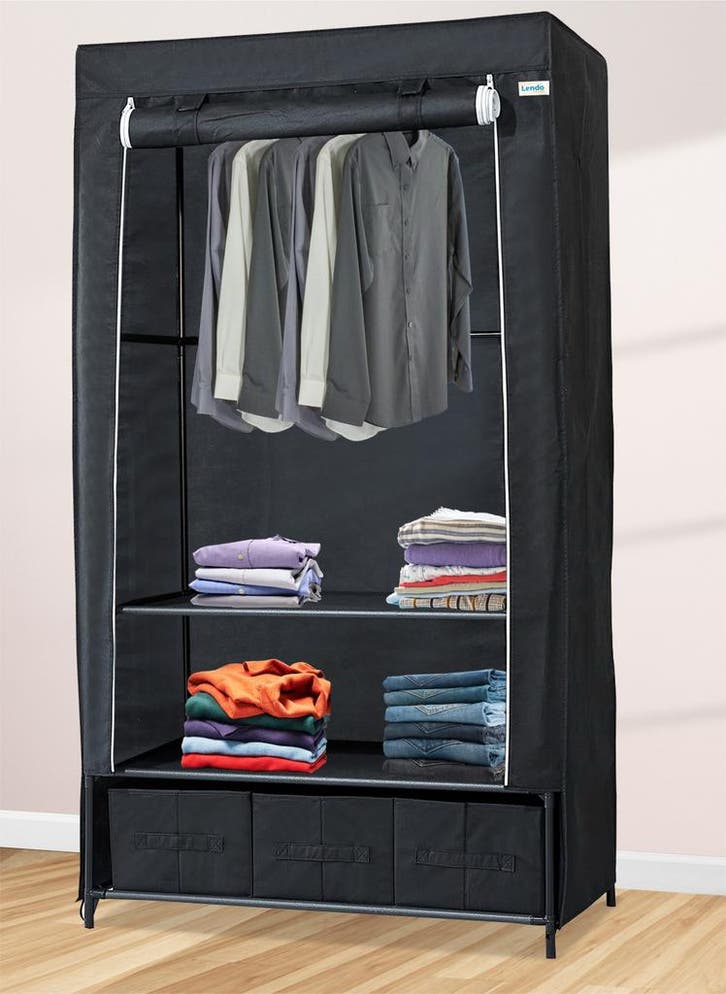 Lendo Online Opvouwbare Kledingkast 90x47x163 cm Zwart, Huis en Inrichting, Kasten | Kleerkasten, Nieuw, Verzenden