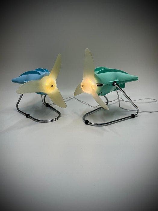 Nachtlampje - moppen - Opgeknapte ventilatoren tot lampen, Antiquités & Art, Antiquités | Assiettes décoratives & Carrelages