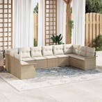 vidaXL Tuinbank Set met kussen 10 pcs Beige poly rattan, Tuin en Terras, Verzenden, Nieuw