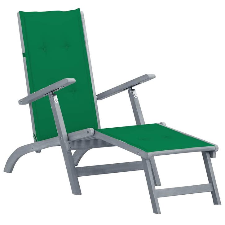 vidaXL Terrasstoel met voetensteun en kussen massief, Jardin & Terrasse, Chaises longues, Envoi