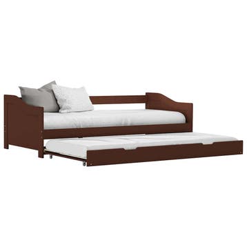 vidaXL Bedbank uittrekbaar grenenhout donkerbruin 90x200 cm, Verzenden, Nieuw