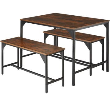 tectake Zitgroep Bolton 2 + 1 - Industrieel hout donker, rus, Maison & Meubles, Salles à manger complètes, Verzenden
