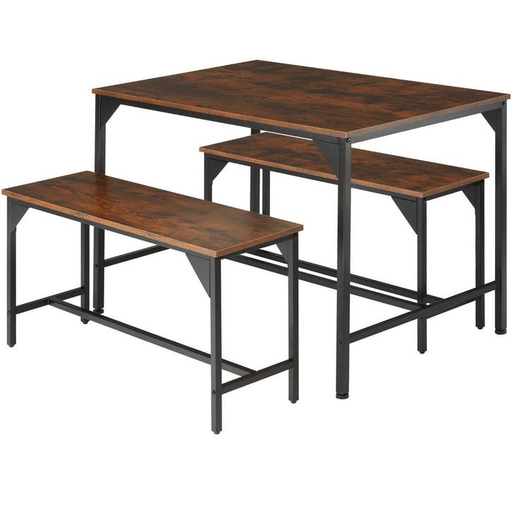 tectake Zitgroep Bolton 2 + 1 - Industrieel hout donker, rus, Huis en Inrichting, Complete eetkamers, Verzenden