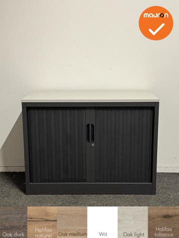 Roldeurkast - Basic - 75x100x45 - Refurbished - Antraciet me, Werkplek, Ophalen of Verzenden, Gebruikt, Kast