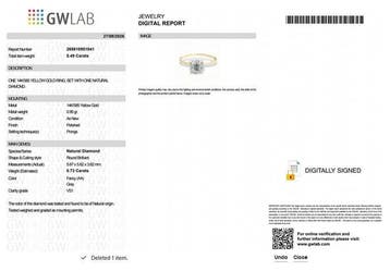 Zonder minimumprijs - Ring - 14 karaat Geel goud - 0.73ct.