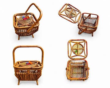 Coffre de rangement - Bambou, Rotin, paille - Panier en