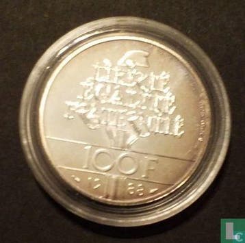 Frankrijk 100 francs 1988 (zilver) Fraternity, Verzenden, Frankrijk, Losse munt, Goud