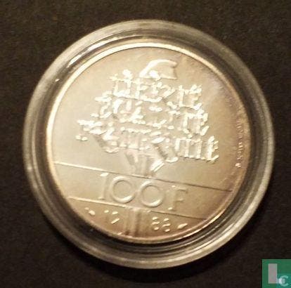 Frankrijk 100 francs 1988 (zilver) Fraternity, Postzegels en Munten, Munten | Europa | Niet-Euromunten, Losse munt, Goud, Zilver