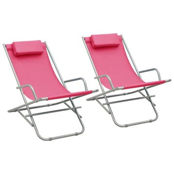vidaXL Klapstoelen 2 st staal roze, Verzenden