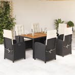vidaXL 7-delige Tuinset met kussens poly rattan zwart, Verzenden, Tuinset