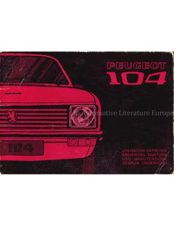 1973 PEUGEOT 104 INSTRUCTIEBOEKJE