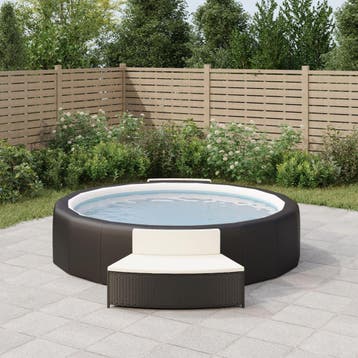 vidaXL Spa-bankjes met kussens 2 st poly rattan zwart, Verzenden, Nieuw