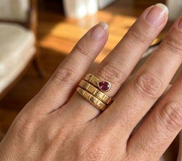 Ring - 18 karaat Geel goud - 0.60ct. tw. Robijn - Gemaakt in, Nieuw