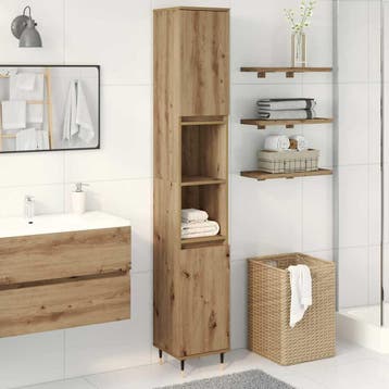 vidaXL Badkamerkast 30x30x190 cm bewerkt hout artisanaal, Verzenden