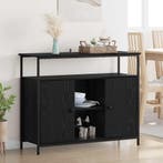 vidaXL Dressoir Zwart Eiken 100 x 35 x 80 cm Bewerkt hout, Huis en Inrichting, Kasten | Dressoirs, Verzenden, Nieuw