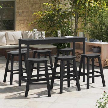 vidaXL Tuin Bar Set 6 st Zwart HDPE, Tuin en Terras, Verzenden, Nieuw