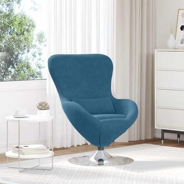 vidaXL Eivormige stoel Blauw Fluweel, Huis en Inrichting, Verzenden, Nieuw