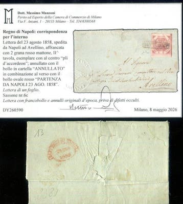 Italiaanse oude staten - Napels 1858 - 2 korrels 2e plaat, Gestempeld