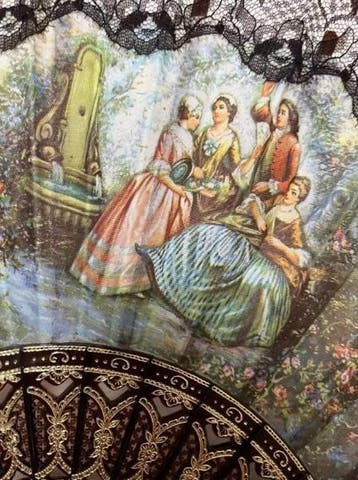 Handwaaier - Canvas - Vintage Decoratieve Vouwkunst