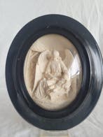 Paar Meerschuim-relief (2) - Antiek - Meerschuim, Hout, Glas