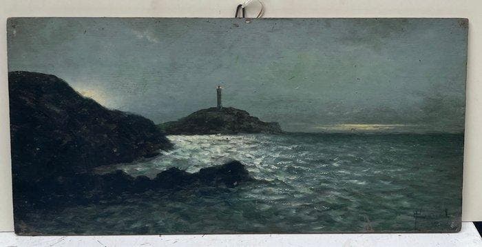 Louis Proust (1877-1944) - Bord de mer au phare : Marine, Antiquités & Art, Art | Peinture | Classique