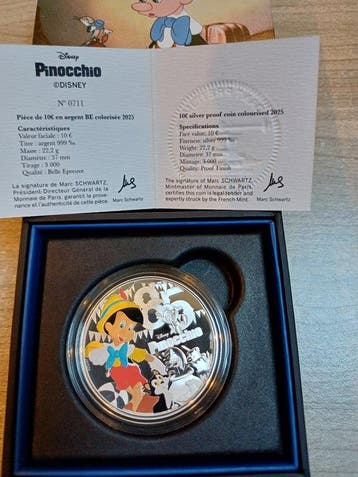 France. 10 Euro 2025 Pinocchio Proof (Sans prix de