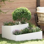 vidaXL Tuin Plantpot Wit 80 x 80 x 50 cm Koudgewalst staal, Tuin en Terras, Verzenden, Nieuw