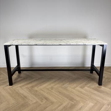 sta-tafel 240x80 cm hoogte 110 cm, zwart - marmer, Gebruikt