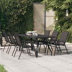 vidaXL Tuintafel 180x80x70 cm staal en glas zwart, Tuin en Terras, Verzenden, Nieuw