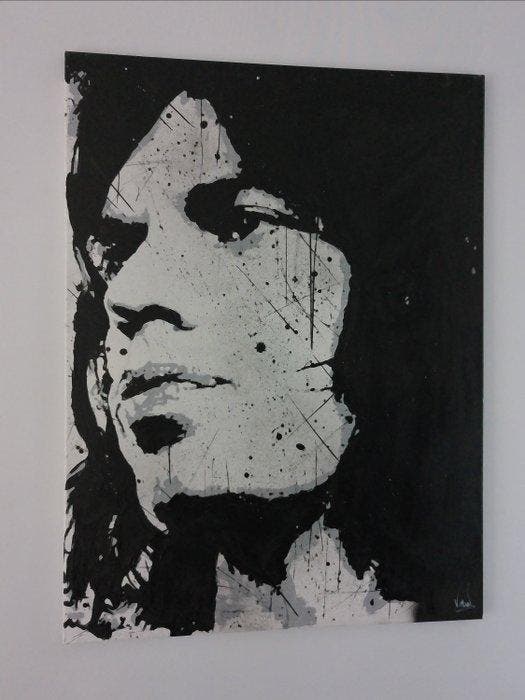 The Rolling Stones - Mick Jagger - Handpainted and signed, Cd's en Dvd's, Vinyl Singles