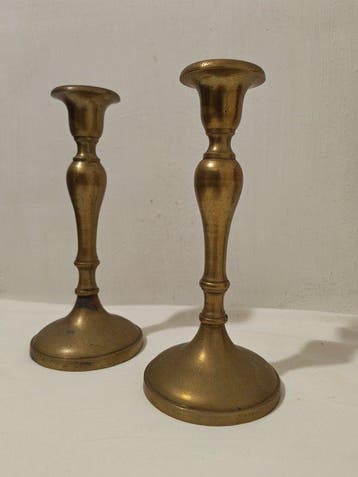Kaarsenhouder (2) - Brons - Antieke bronzen kandelaars