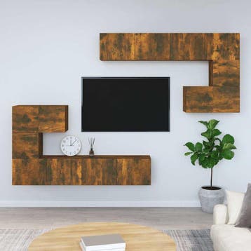 vidaXL Tv-wandmeubel bewerkt hout gerookt eikenkleurig, Verzenden
