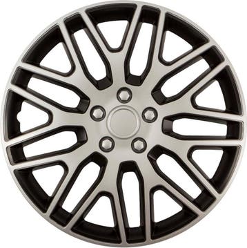 Wieldoppen Dakar Zilver/Zwart 16 inch - set (4 stuks), Verzenden, Zo goed als nieuw