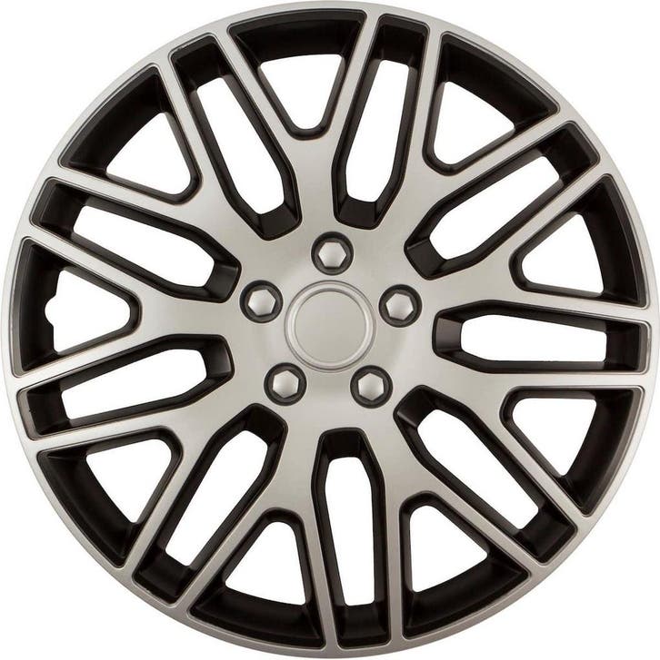Wieldoppen Dakar Zilver/Zwart 16 inch - set (4 stuks), Auto diversen, Auto-accessoires, Zo goed als nieuw, Verzenden