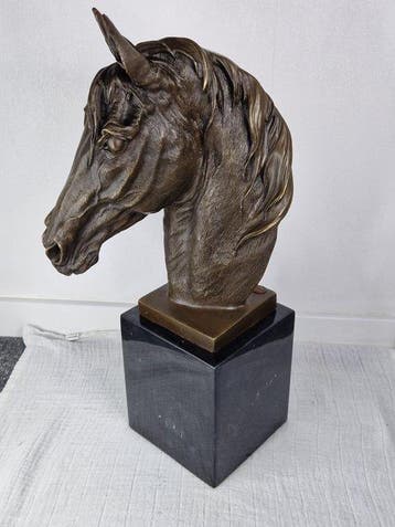 Milo (1910-1978) - Beeld, Groot Bronzen paardenhoofd milo -, Antiek en Kunst