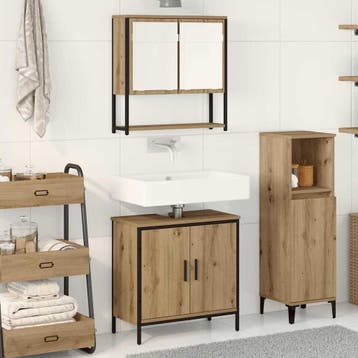 vidaXL Badkamermeubel Set 2 st Bruin 60 x 30 x 60 cm Bewerkt, Verzenden, Nieuw
