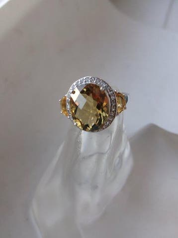 Argent, Citrine - Bague - Style Art déco