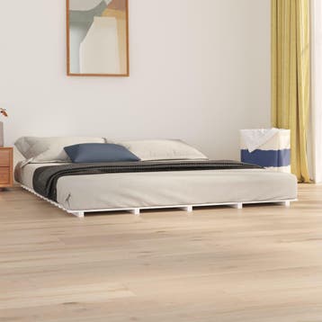 vidaXL Bedframe massief grenenhout wit 160x200 cm, Verzenden, Nieuw