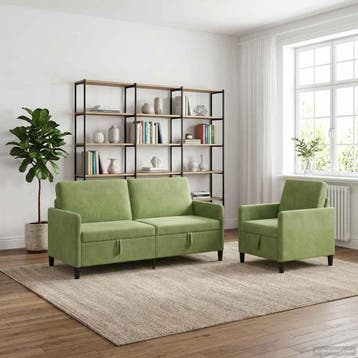 vidaXL Sofa Set Met Opslag 2 st Lichtgroen Polyester, Verzenden, Nieuw