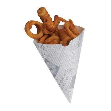 Biologisch afbreekbare friteszakken met kranten print |, Verzenden