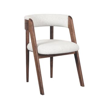Stoel Sasha | Ecru | Boucle | Walnoot Houten Frame | 2, Verzenden, Nieuw in verpakking