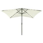vidaXL Parasol met LEDs en stalen paal 2x3 m zandkleurig, Verzenden