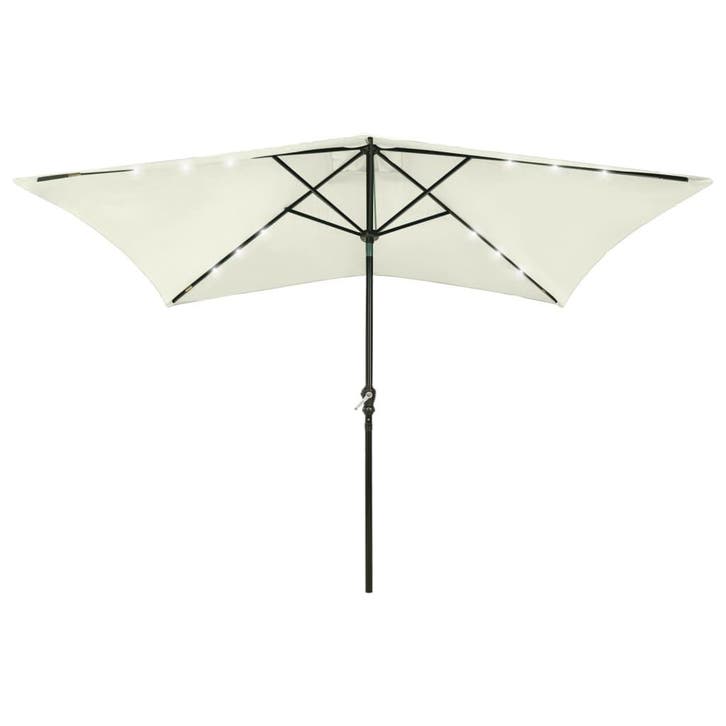 vidaXL Parasol met LEDs en stalen paal 2x3 m zandkleurig, Jardin & Terrasse, Parasols, Envoi