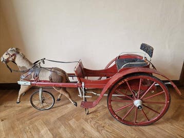Antico - Speelgoed Calesse con Cavallo - 1900-1910 - Italië, Antiek en Kunst